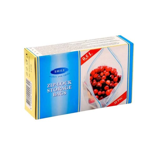 Säilituskotid sulguritega 500ml, SMILE, 25 tk